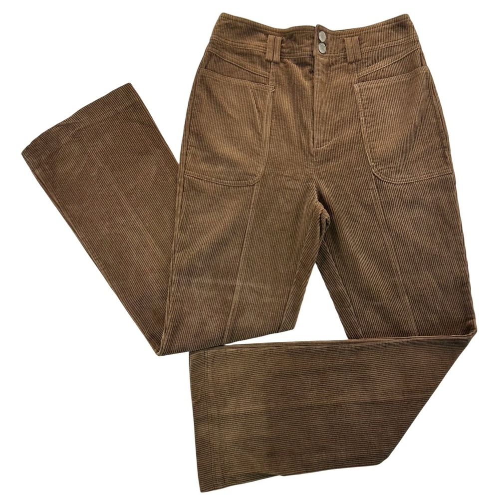 Nasty Gal Collection Brown Corduroy Wide Leg High Rise Patch Pocket Pants Size 8